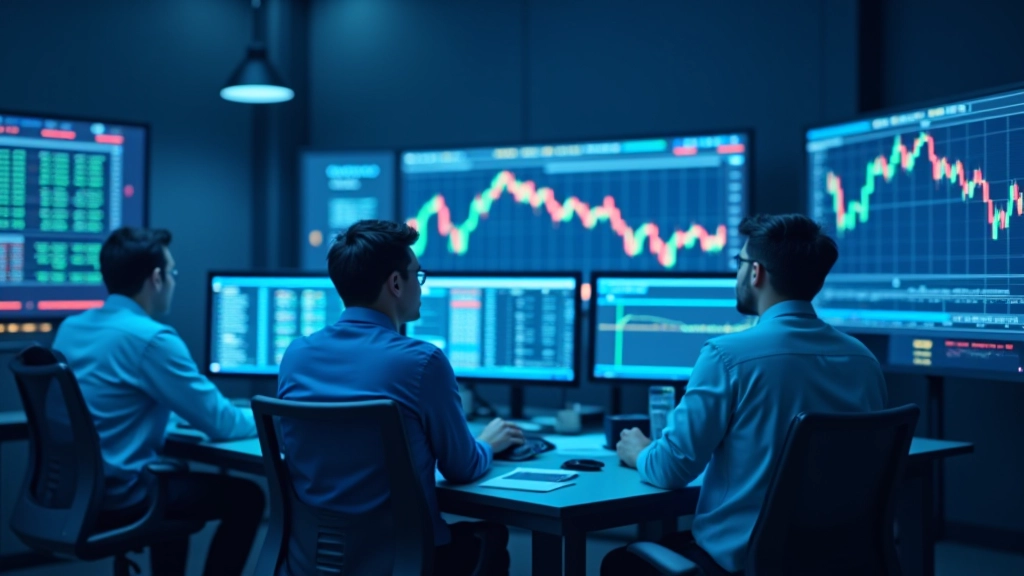 Professional trading environment with market analysis displays